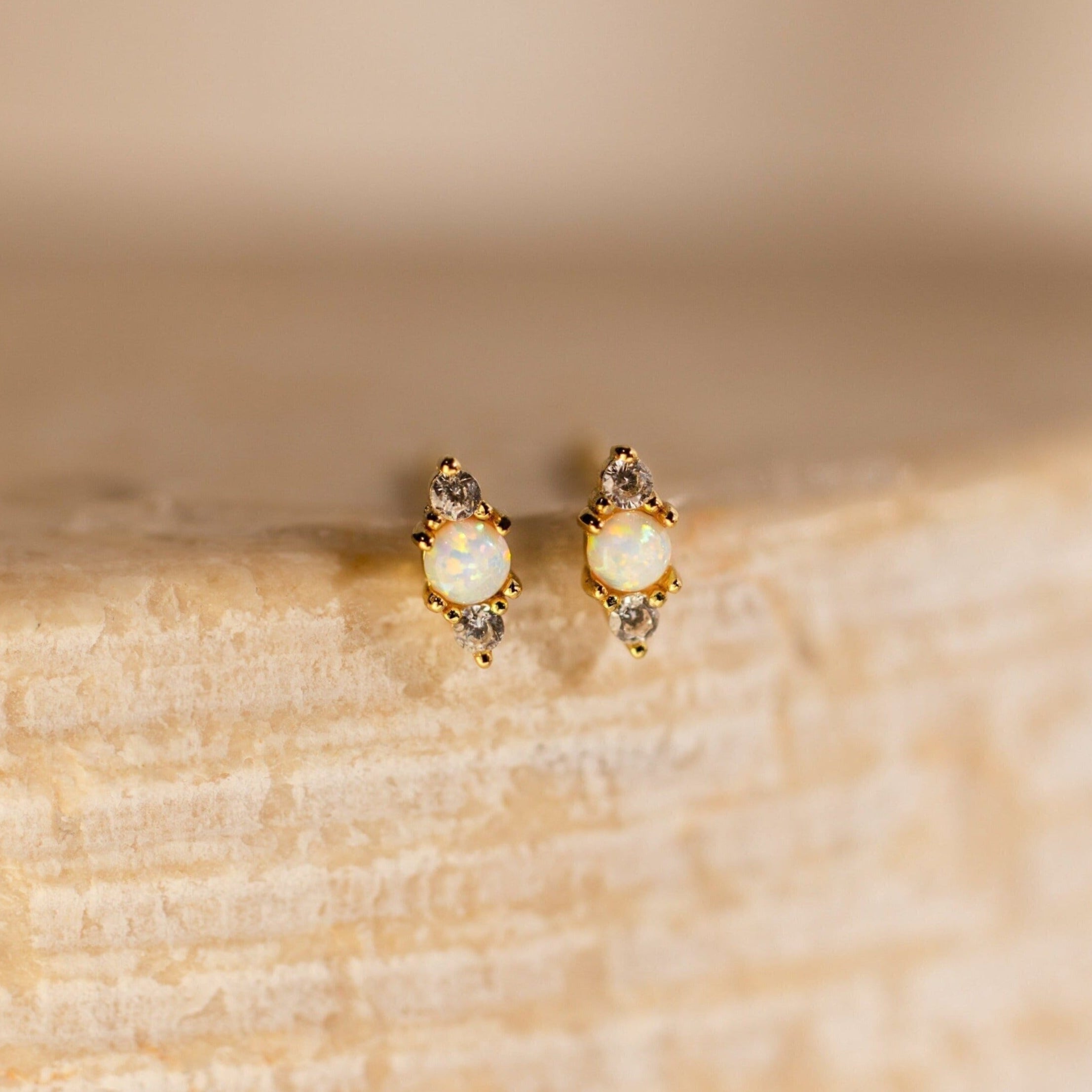 Opal and Diamond Studs